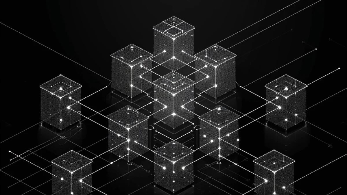 Abstract software architecture showing interconnected modules and a clearly defined central decision boundary. architecture decision records